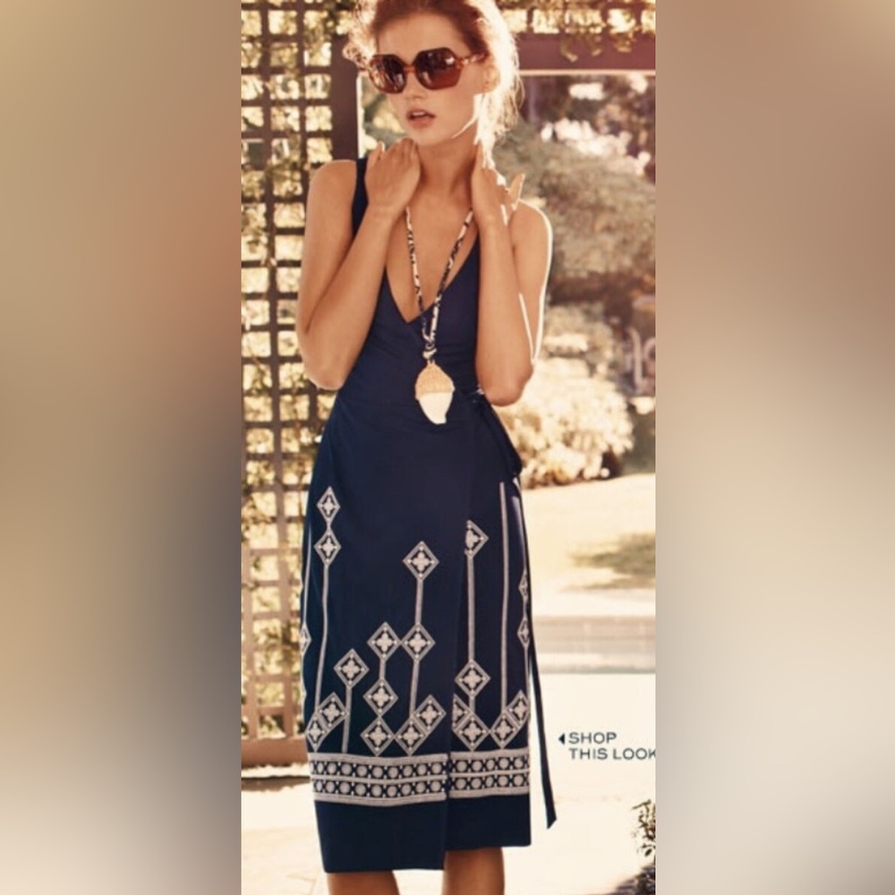 Tory Burch Navy Reena Wrap Dress - Picture 7 of 7